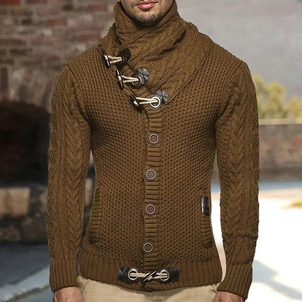 Vintage Turtleneck Cardigan Sweater - Slim Fit, Long Sleeve Men’s Knitwear - Buy Center UK