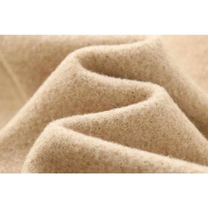 TRAFZR Vintage Khaki Long Wool Coat - Elegant Autumn Outerwear - Buy Center UK