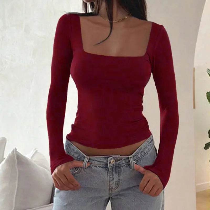 Buy Center Women’s Autumn T-Shirt - Elegant Long Sleeve Slim Fit - Buy Center UK