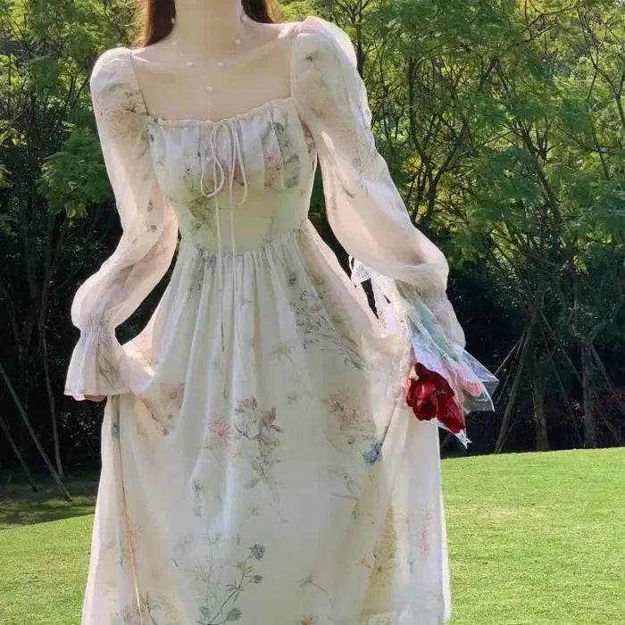 2024 Spring Summer Chiffon Dress - Women's Long Sleeve French Style - Buy Center UK