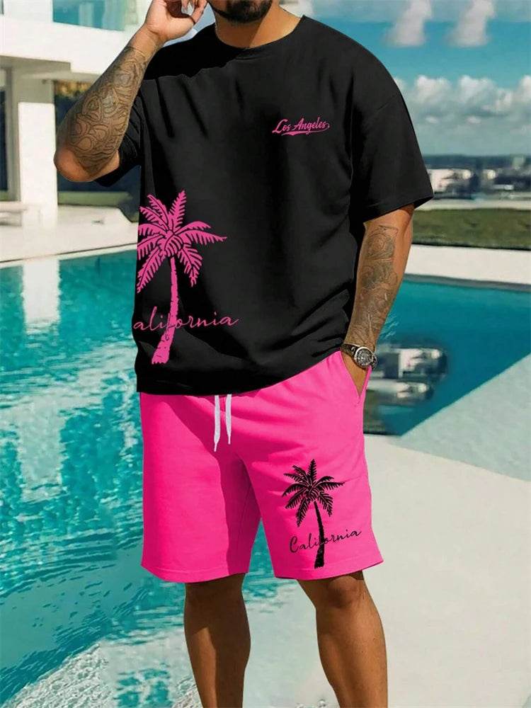 Buy Center 2024 Hawaiian Coconut Print Men's Suit - Summer Casual Set - Buy Center UK