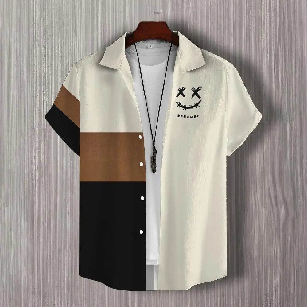 Buy Center 3D Patchwork Print Short Sleeve Shirt - Oversized Hawaiian Style - Buy Center UK