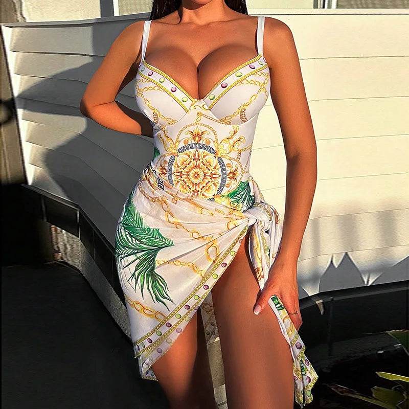2024 Floral Printed Women’s Bikini Set - Push Up & Strappy Design - Buy Center UK