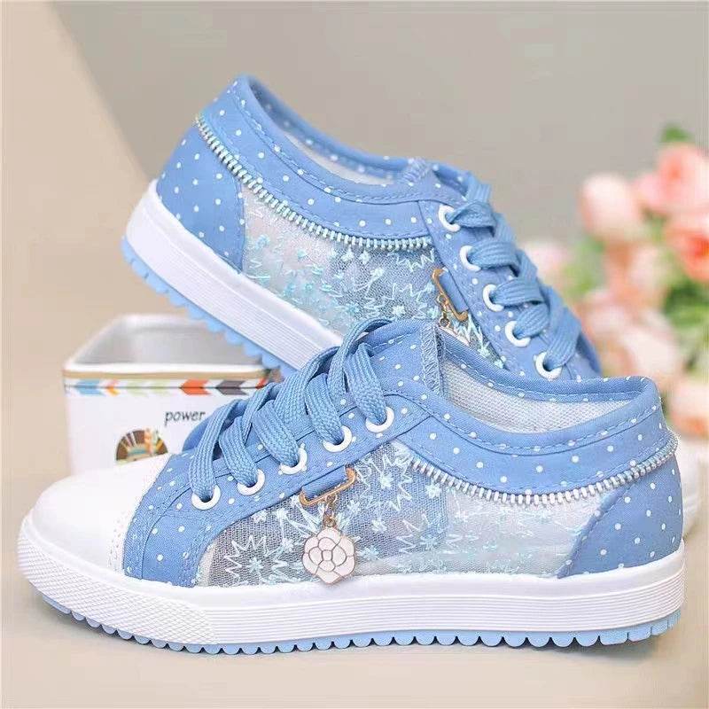 Buy Center Women's Summer Casual Shoes - Breathable Cutout Canvas Sneakers - Buy Center UK