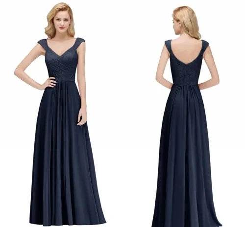 BABYONLINE Navy Blue Lace Plus-Size Bridesmaid Dress - Elegant A-Line - Buy Center UK