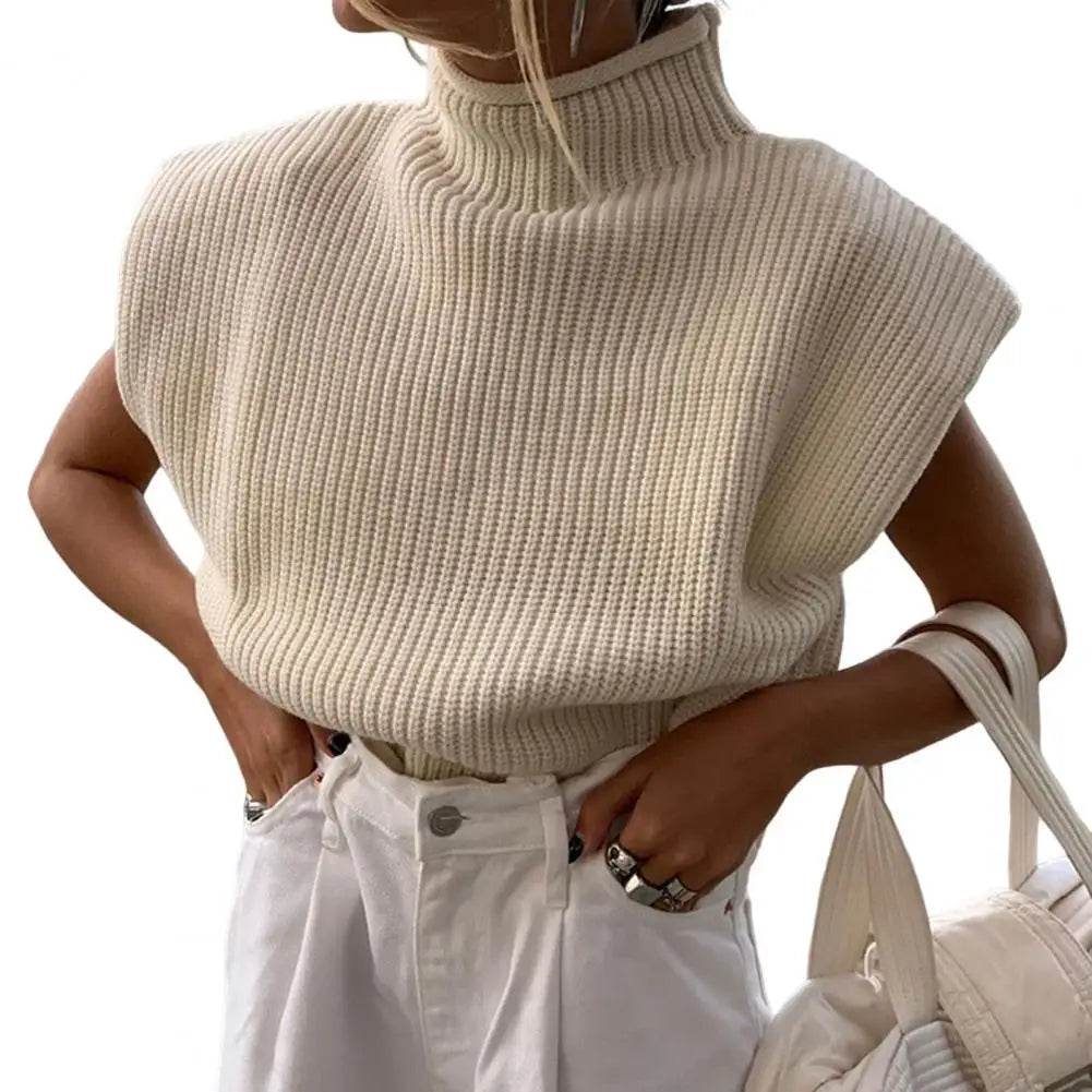 Buy Center Women's Sleeveless Vest Sweater - Warm Turtleneck Pullover - Buy Center UK
