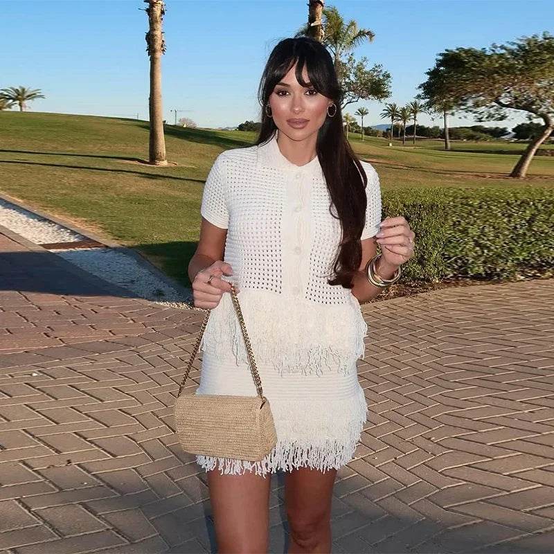 Buy Center Sexy Knit Cardigan Mini Skirt Set - Summer Chic Look - Buy Center UK