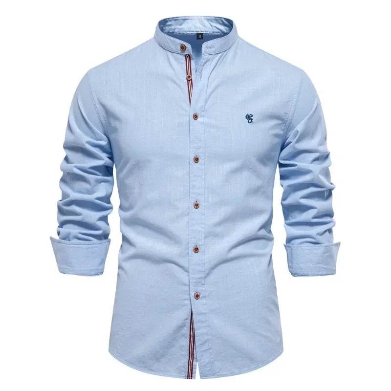Buy Center Men's Fashion Business Shirt - Cotton Linen Long Sleeve - Buy Center UK