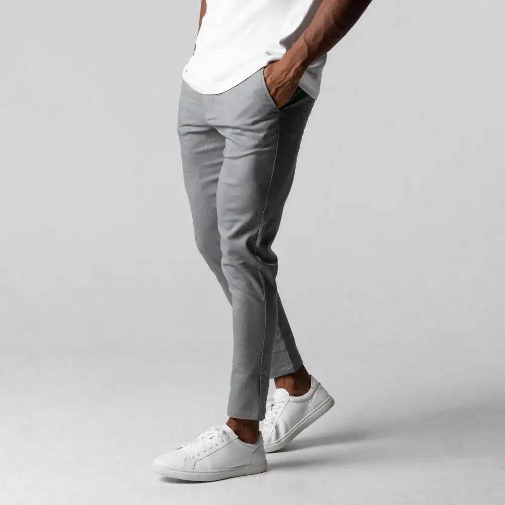Buy Center Slim Fit Men's Trousers - Elegant Solid Color Pants - Buy Center UK