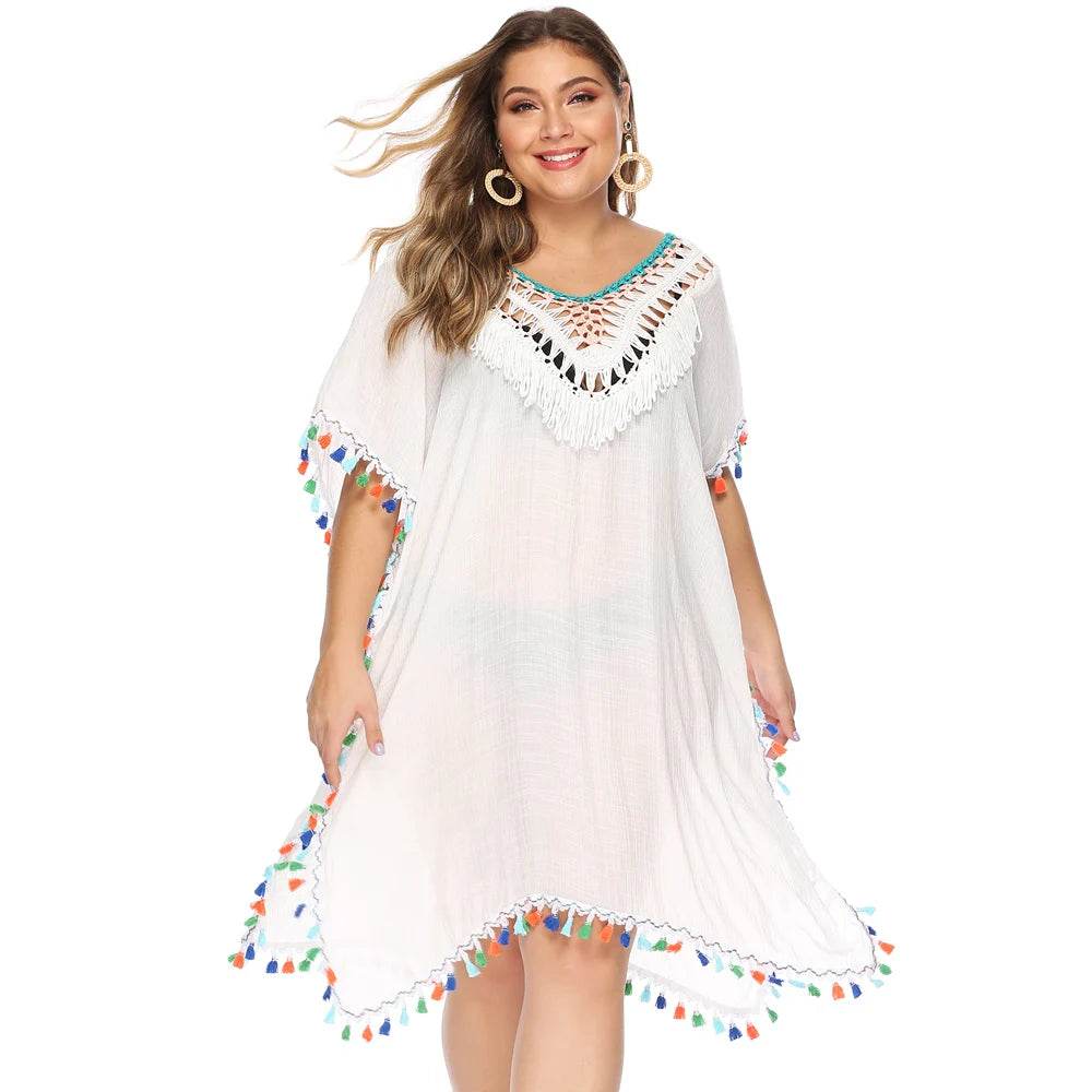 Plus Size Bikini Cover-Up Dress - Stylish Mesh Beach Wear for Women - Buy Center UK