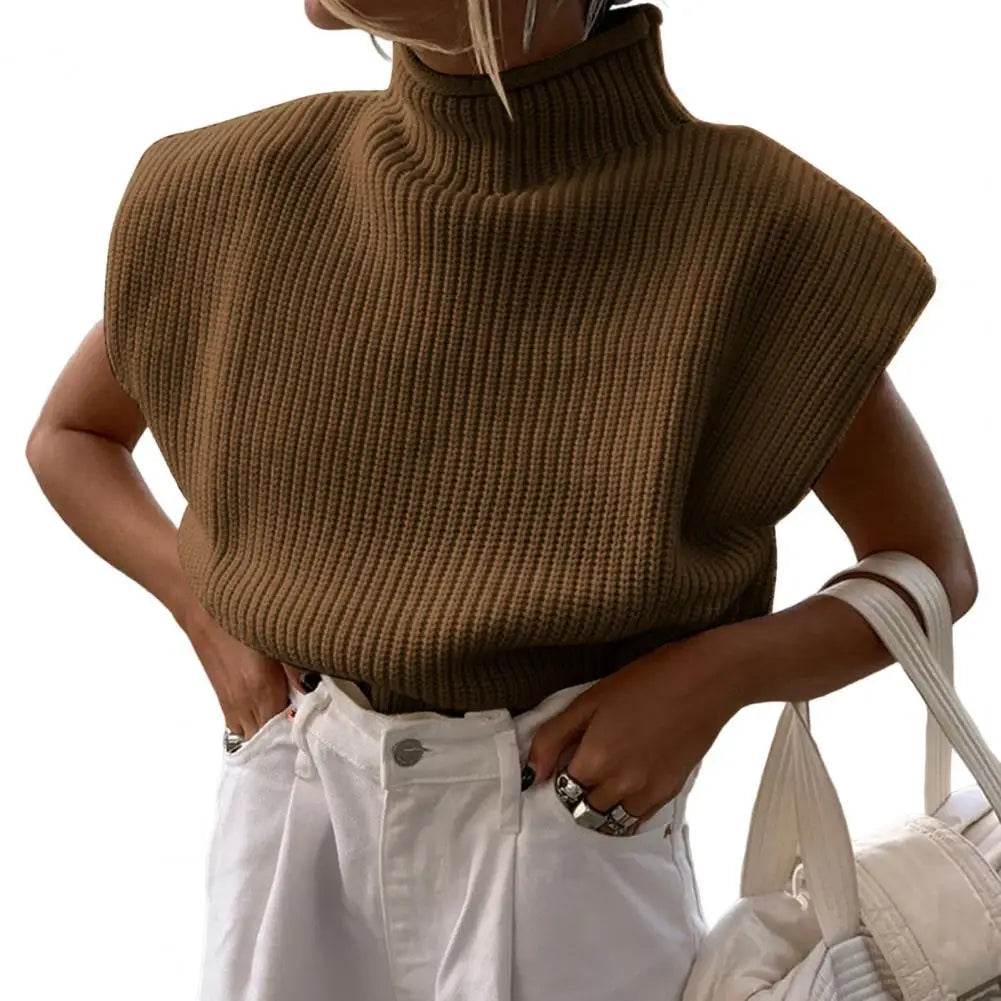Buy Center Women's Sleeveless Vest Sweater - Warm Turtleneck Pullover - Buy Center UK