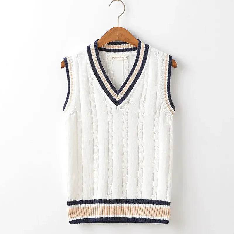 Buy Center Men's Thicken V-neck Sweater Vest - Striped Retro Chic - Buy Center UK