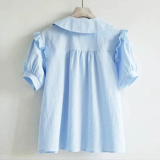 Buy Center Blue Peter Pan Collar Blouse - Lightweight Spring Top - Buy Center UK