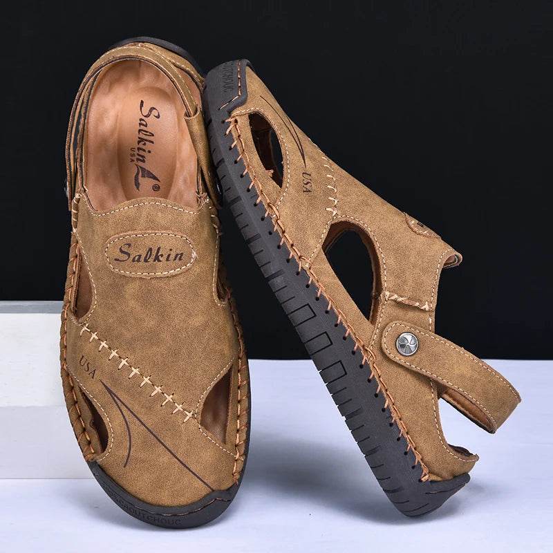 Buy Center Men’s Handmade Summer Sandals - Breathable Leather, Casual Style - Buy Center UK