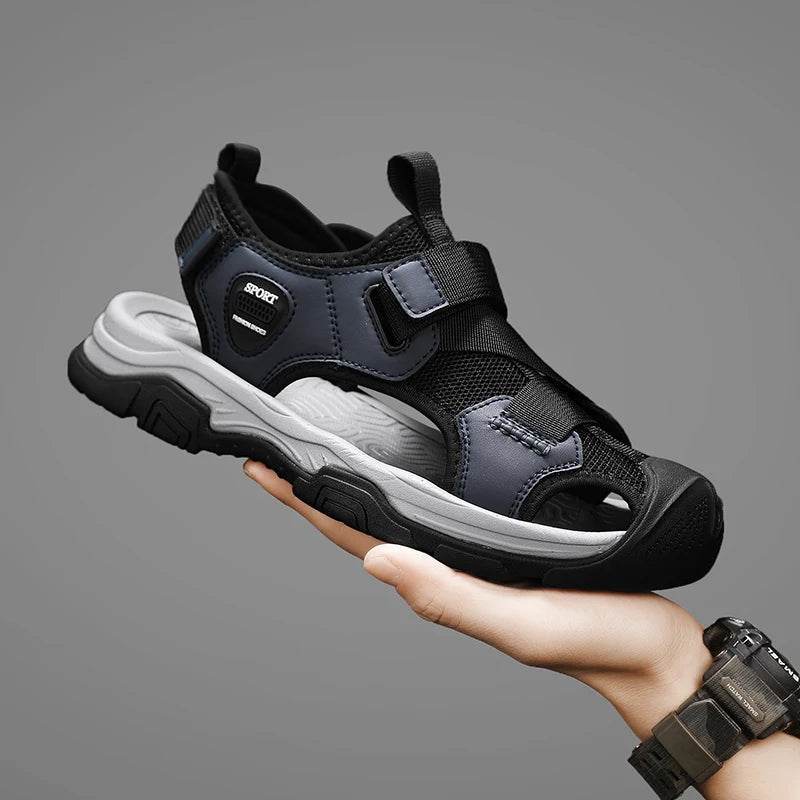 Buy Center Men's Genuine Leather Sandals - Casual Beach Shoes - Buy Center UK