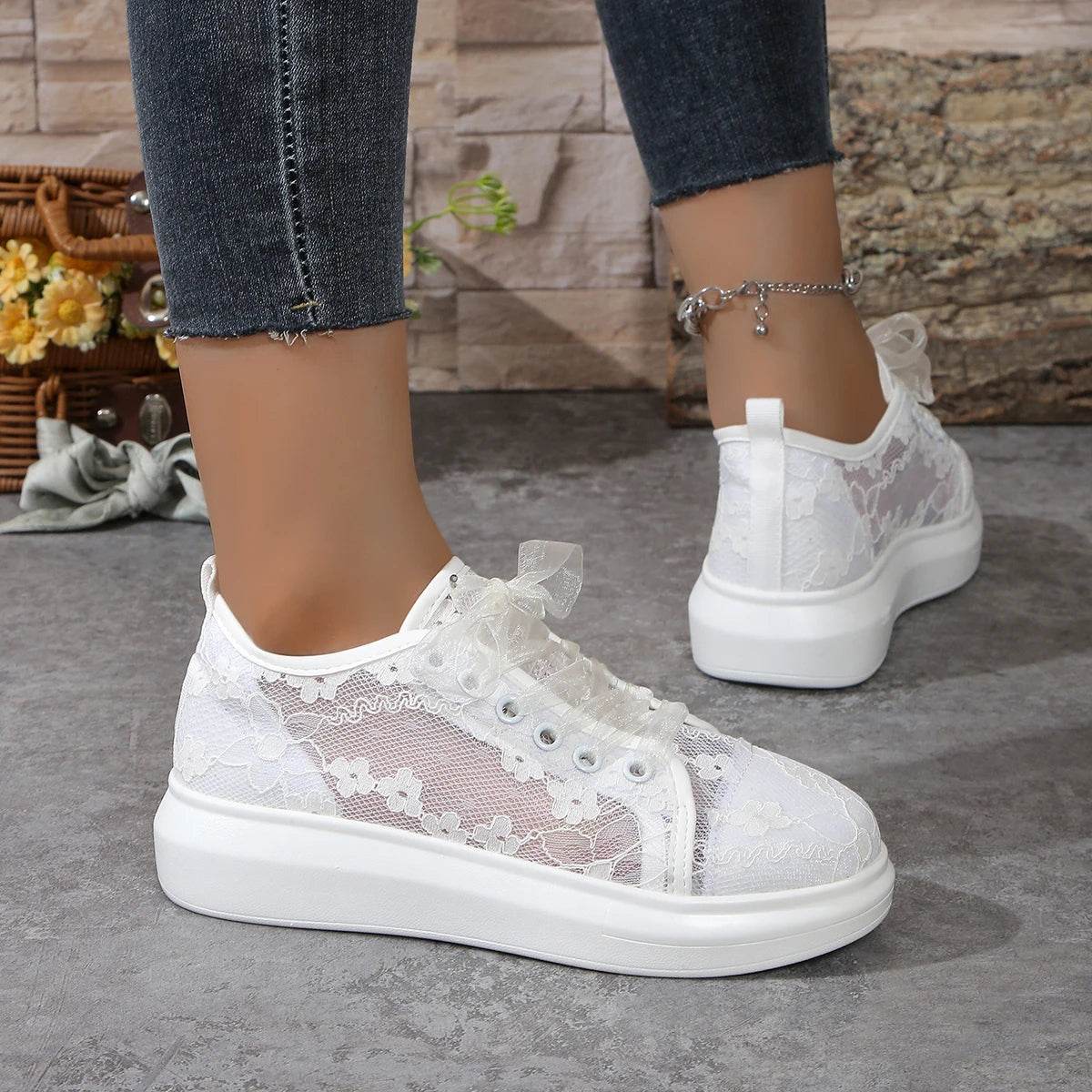 Buy Center Women Sneakers 2024 - Breathable Lace Canvas Shoes - Buy Center UK