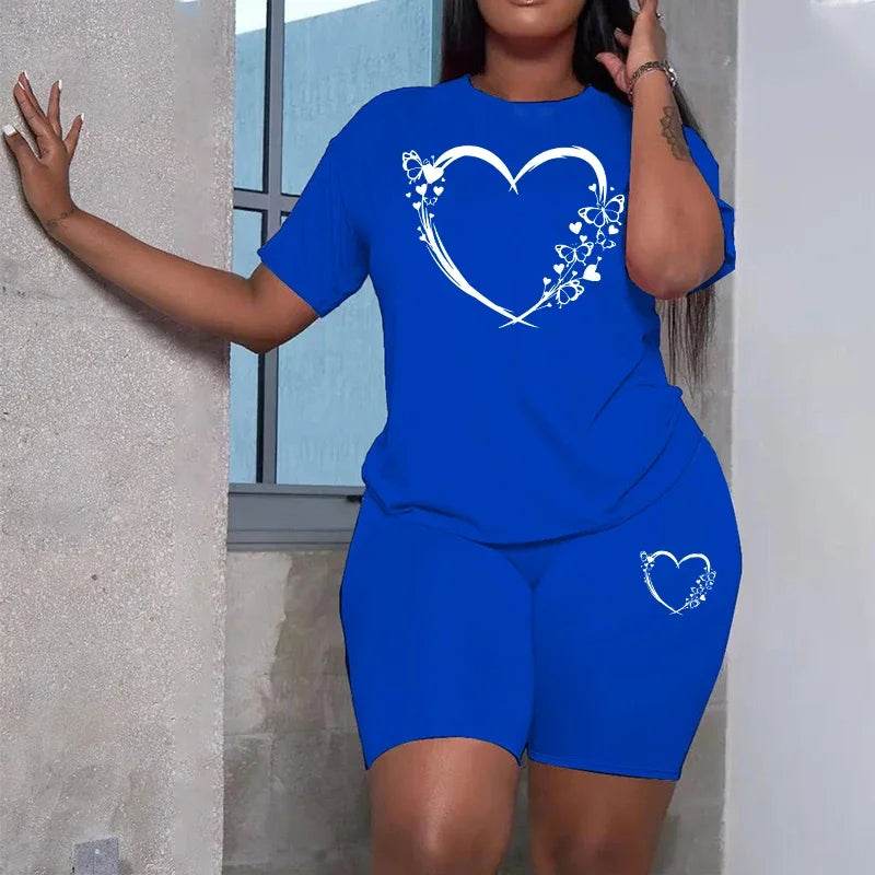 Buy Center Casual Two Piece Sets - Summer O-Neck T-Shirt & Shorts - Buy Center UK