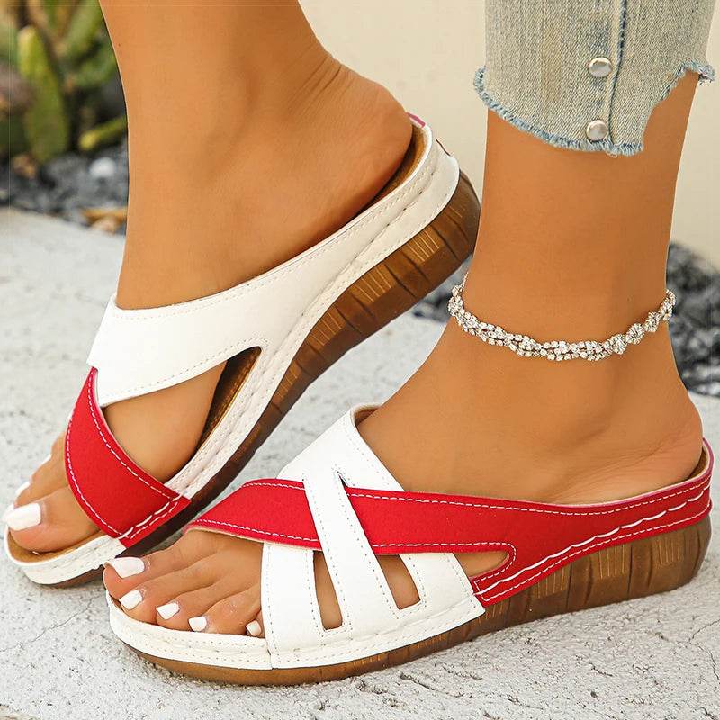 KUIDFAR Women's Mixed Color Wedge Sandals - Casual Summer Footwear - Buy Center UK
