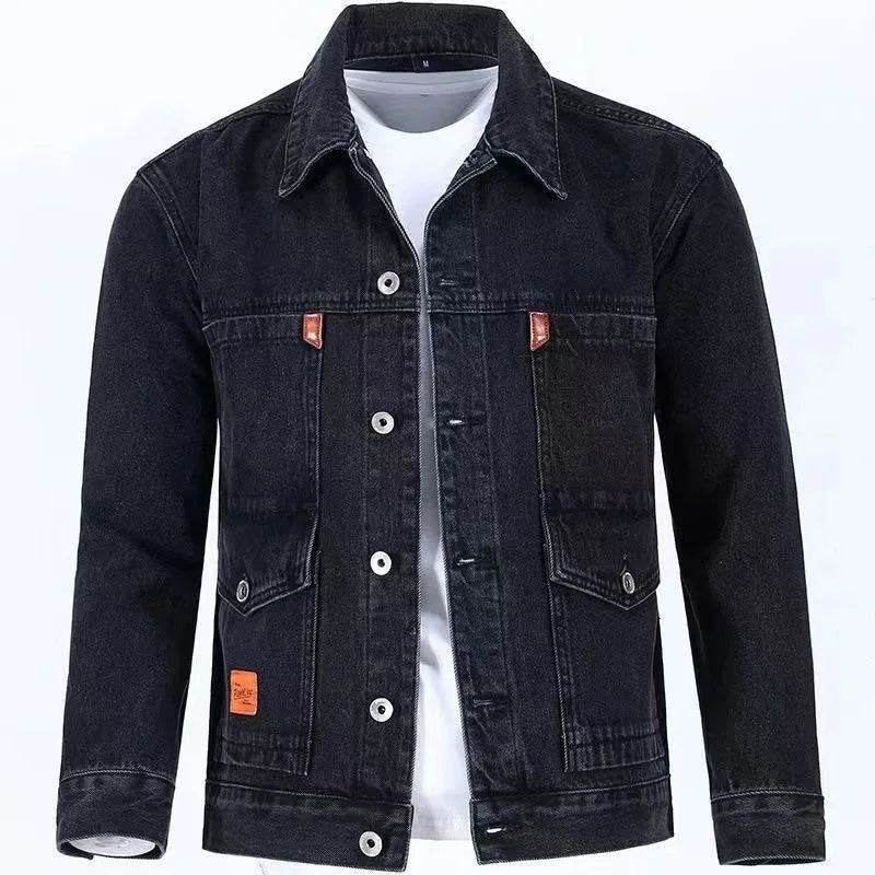 Buy Center Men's Solid Color Denim Jacket - Casual Loose Fit, Large Size - Buy Center UK