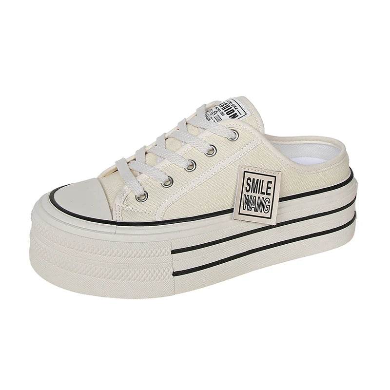 Buy Center Women’s Chunky Sneakers - Casual Canvas Slippers with Height - Buy Center UK