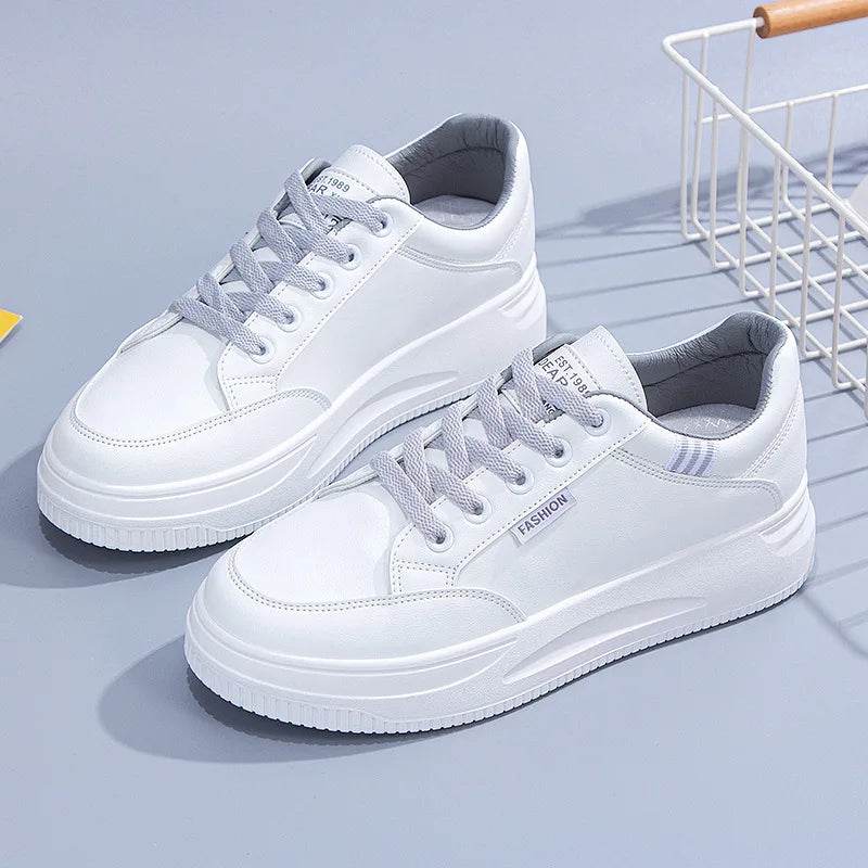 Buy Center Women White Sneakers - Lace-Up, Thick Bottom, Anti-Slip - Buy Center UK