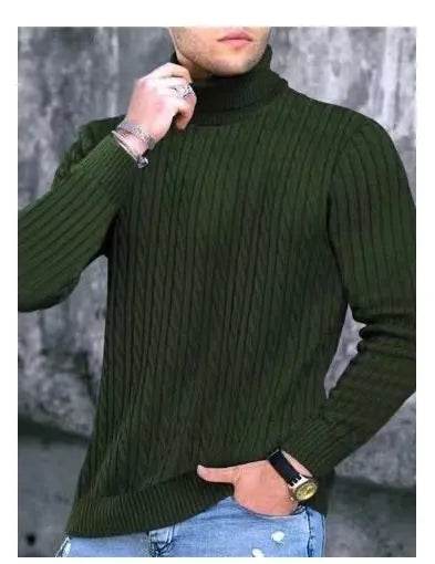 Slim Fit Turtleneck Sweater for Men - Stylish Autumn Winter Wear - Buy Center UK