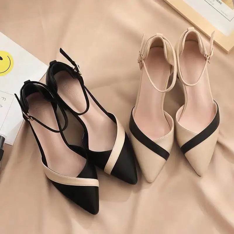 Women's Classic Beige Pointed Toe Pumps - Stylish Square Heel - Buy Center UK
