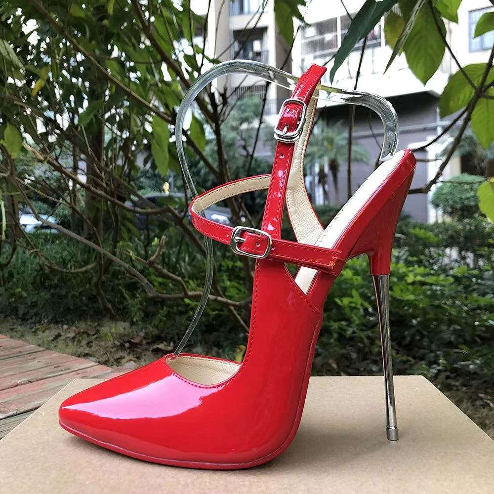 Buy Center 16cm Super High Heels Stilettos - Black Ankle Strap Pumps - Buy Center UK