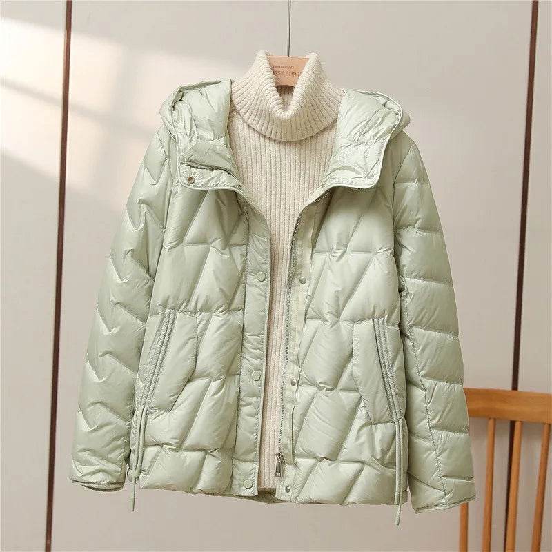 Buy Center Women's Lightweight Down Jacket - Stylish Hooded Puffer Coat - Buy Center UK