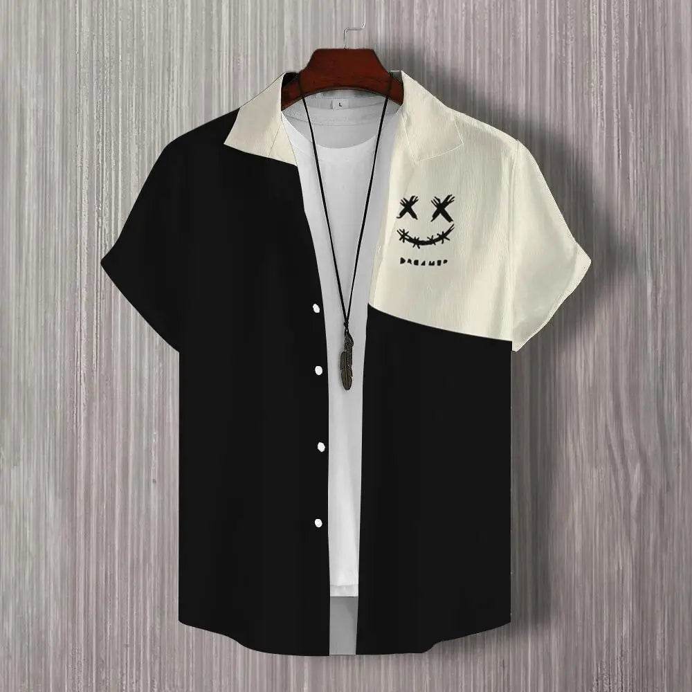 Buy Center 3D Patchwork Print Short Sleeve Shirt - Oversized Hawaiian Style - Buy Center UK