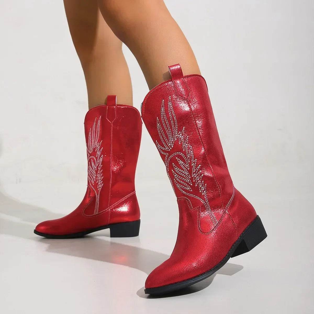 Women's Autumn Winter Slip-On Knight Boots - Thick Sole & Pointed Toe - Buy Center UK