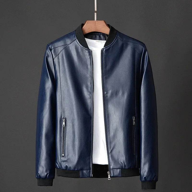Buy Center Men's Black Biker PU Leather Jacket - Trendy Slim Fit - Buy Center UK