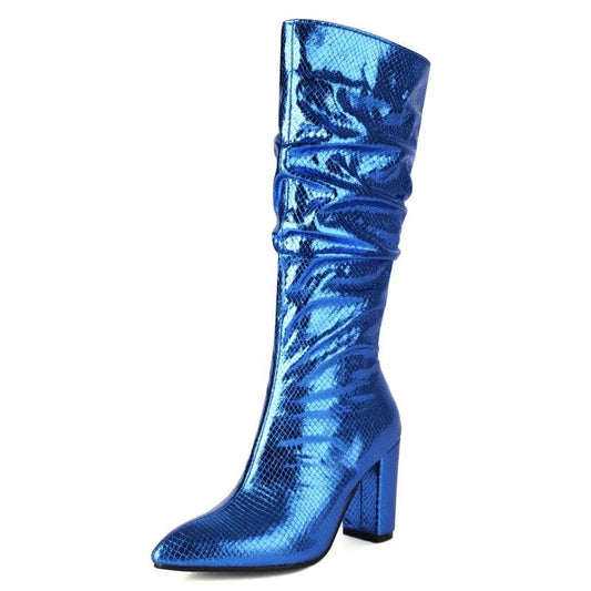 Luxury Knee High Boots for Women - Sexy High Heels in Gold & Silver - Buy Center UK
