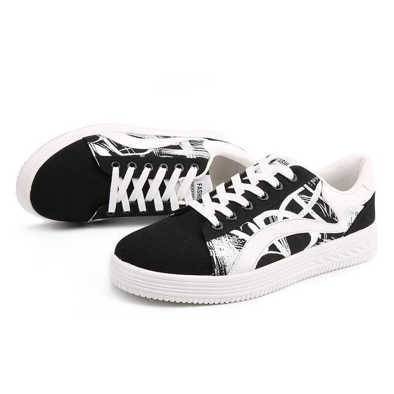 Buy Center Graffiti Print Canvas Sneakers - Casual Women’s Shoes - Buy Center UK