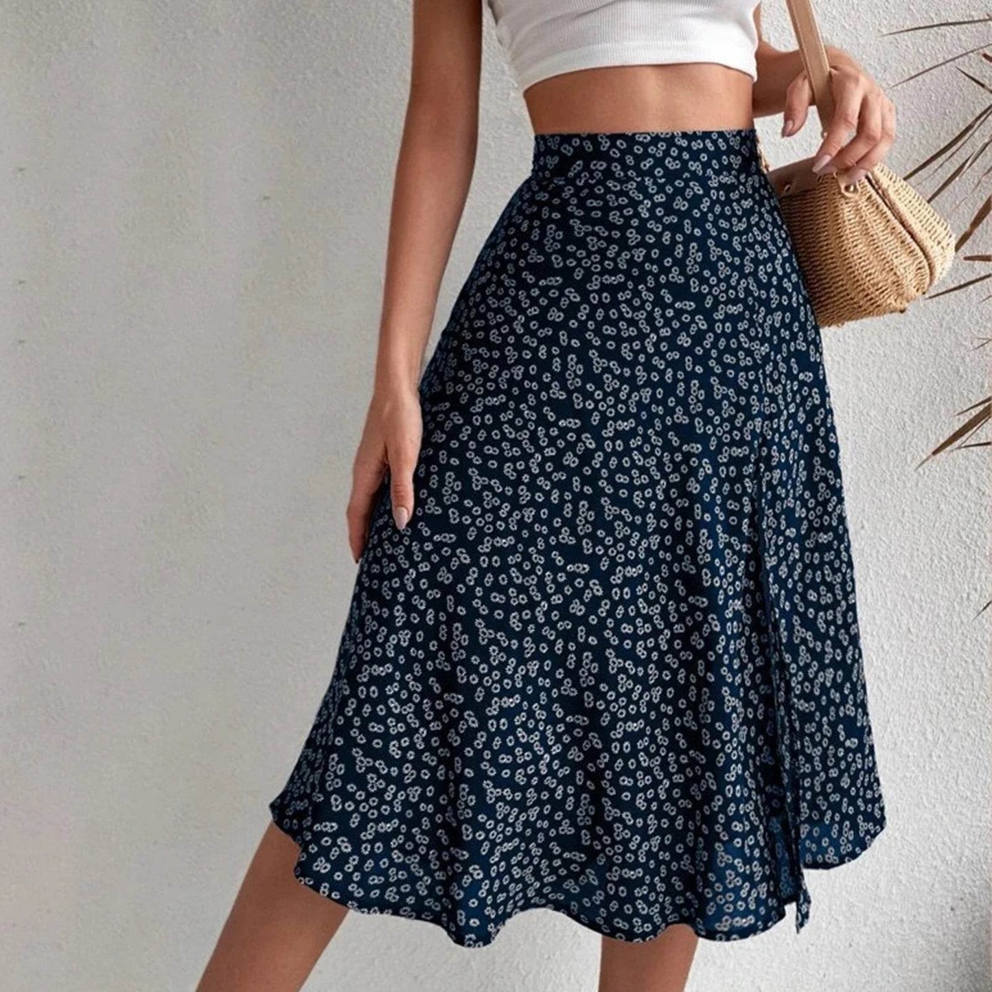 Buy Center Women’s Floral Print A-line Midi Skirt - High Waist Style - Buy Center UK