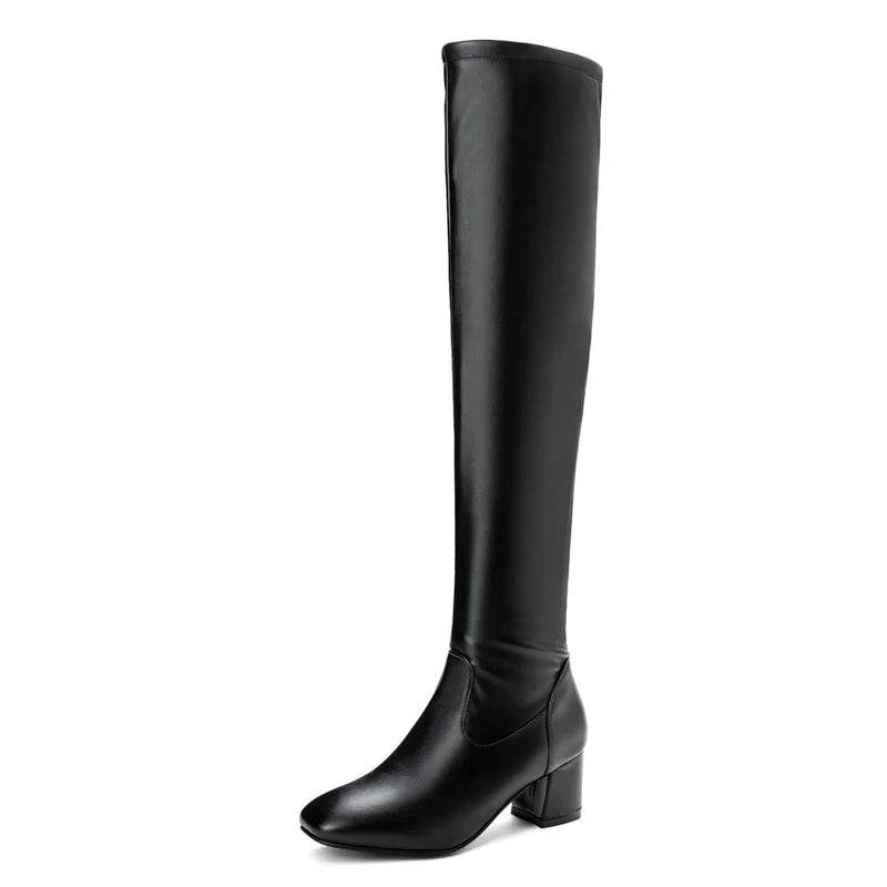 Buy Center Women's Over the Knee Boots - Thick Heels, Large Sizes - Buy Center UK