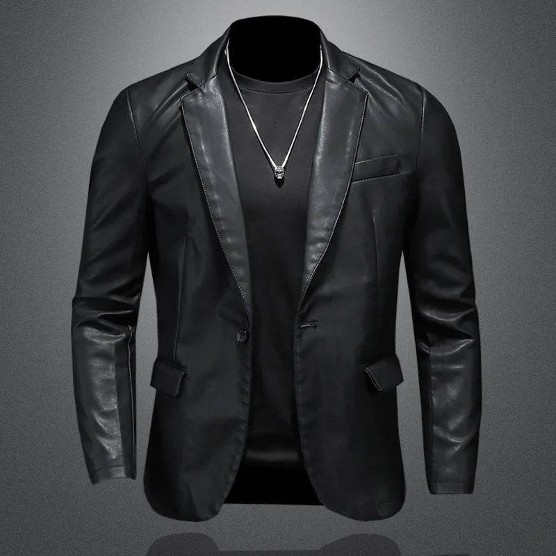Buy Center Men's Slim Fit Leather Jacket - Casual Motorcycle Style - Buy Center UK
