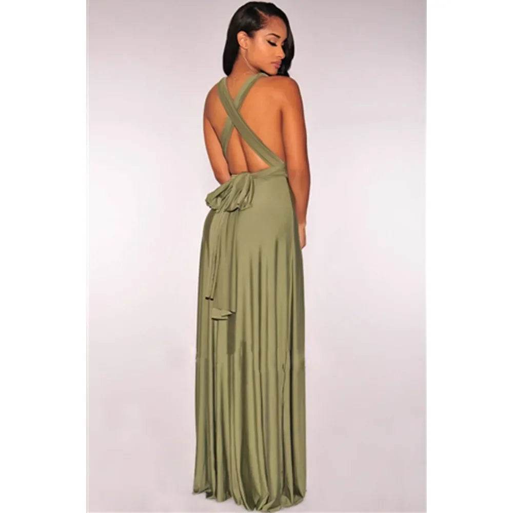 Buy Center Multi-Worn V-Neck Maxi Dress - Elegant Summer Style - Buy Center UK