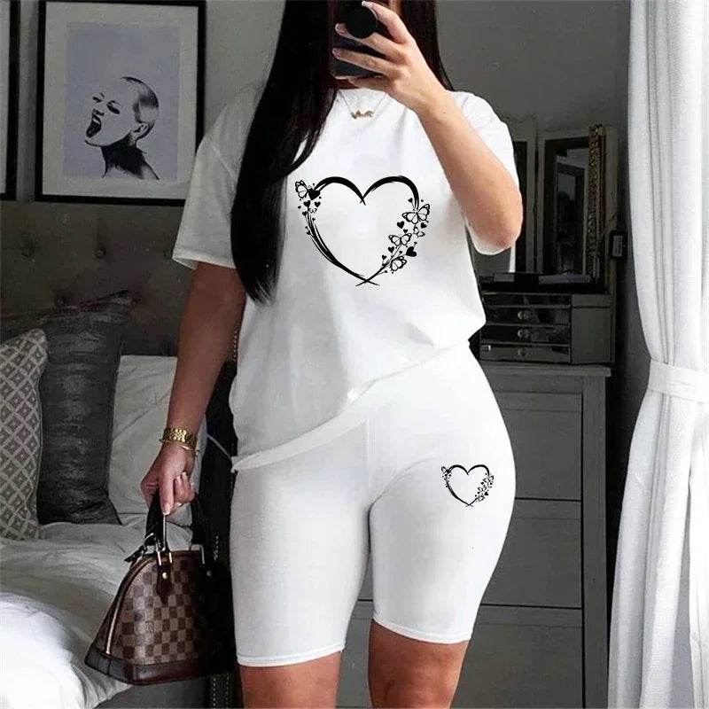 Buy Center Casual Two Piece Sets - Summer O-Neck T-Shirt & Shorts - Buy Center UK