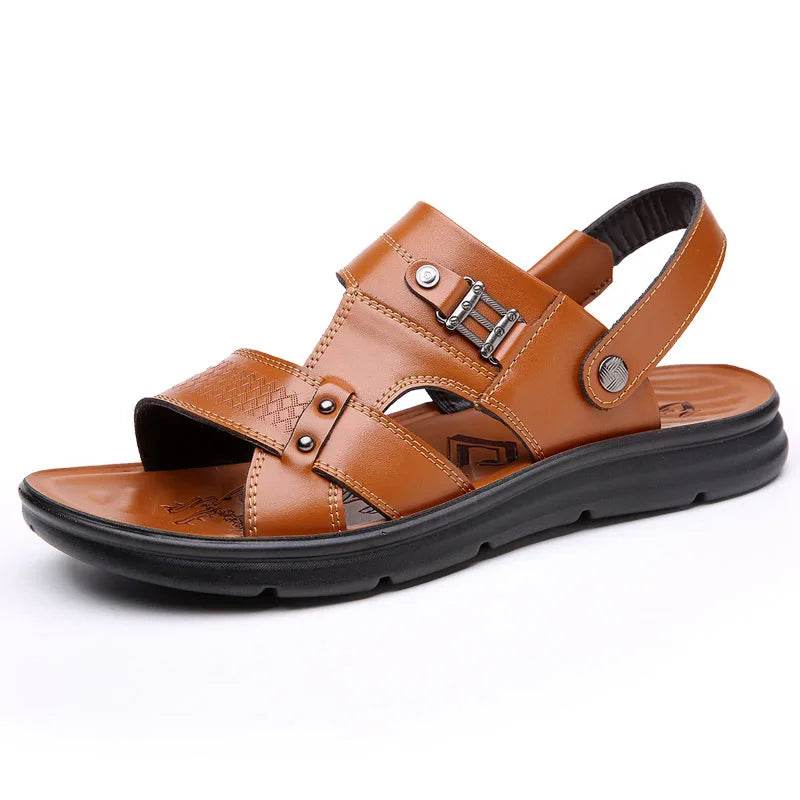 Buy Center Genuine Leather Sandals - Casual Anti-Slip Beach Shoes - Buy Center UK