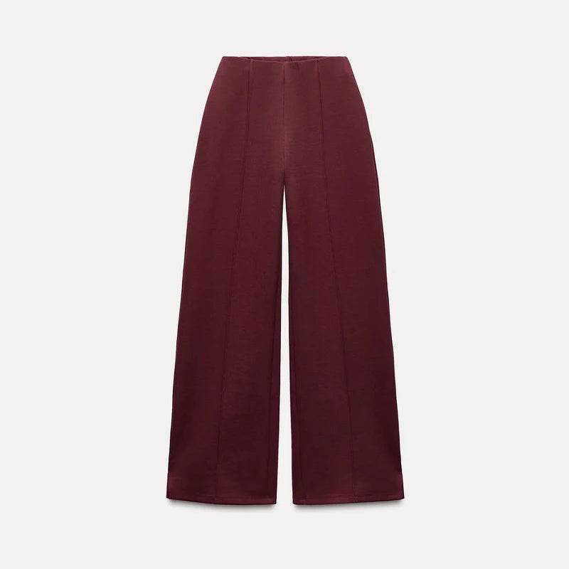 Elegant Women's Two-Piece Set - High Waist Wide Leg Trousers - Buy Center UK