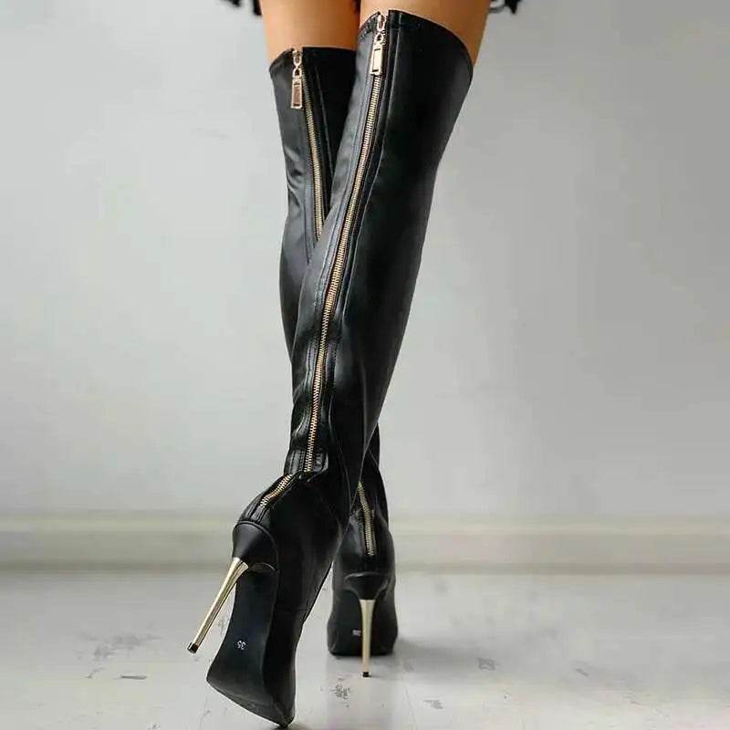 Buy Center Red Over The Knee High Heel Boots - Stiletto & Zip Closure - Buy Center UK