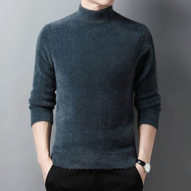 Buy Center Men's Imitation Mink Cashmere Turtleneck Pullover Sweater - Buy Center UK