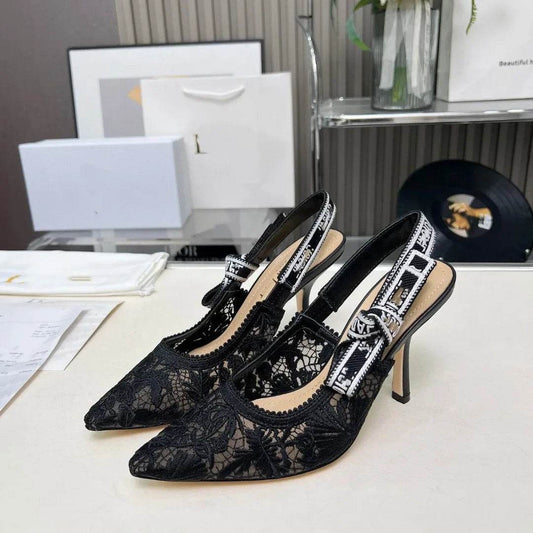 Buy Center Pointed Toe Lace High Heels Sandals - Butterfly Knot Design - Buy Center UK