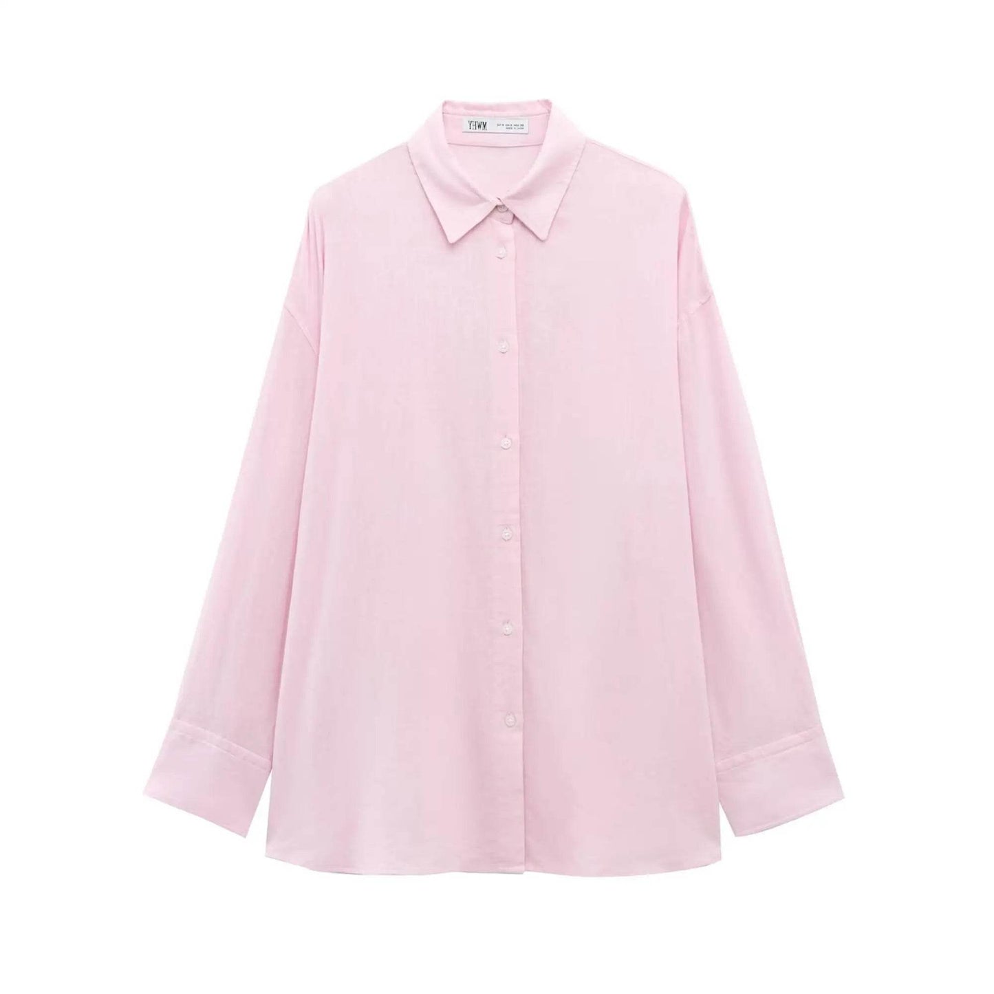 TFMLN Women's Loose Shirt with Belt - Stylish Long Sleeve Blouse - Buy Center UK
