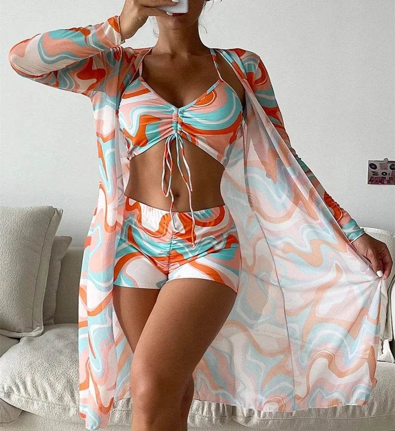 Buy Center 2025 Women's 3-Piece Swimsuit Set – Tankini, Cover-Up & Shorts - Buy Center UK