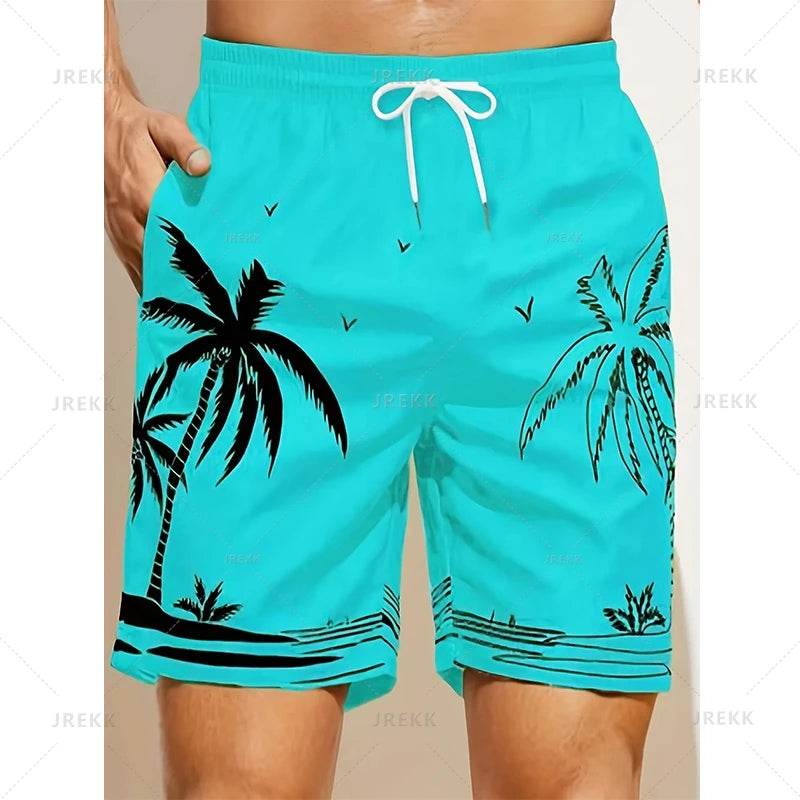 Buy Center Summer Hawaiian Beach Shorts - 3D Palm Tree Graphics - Buy Center UK