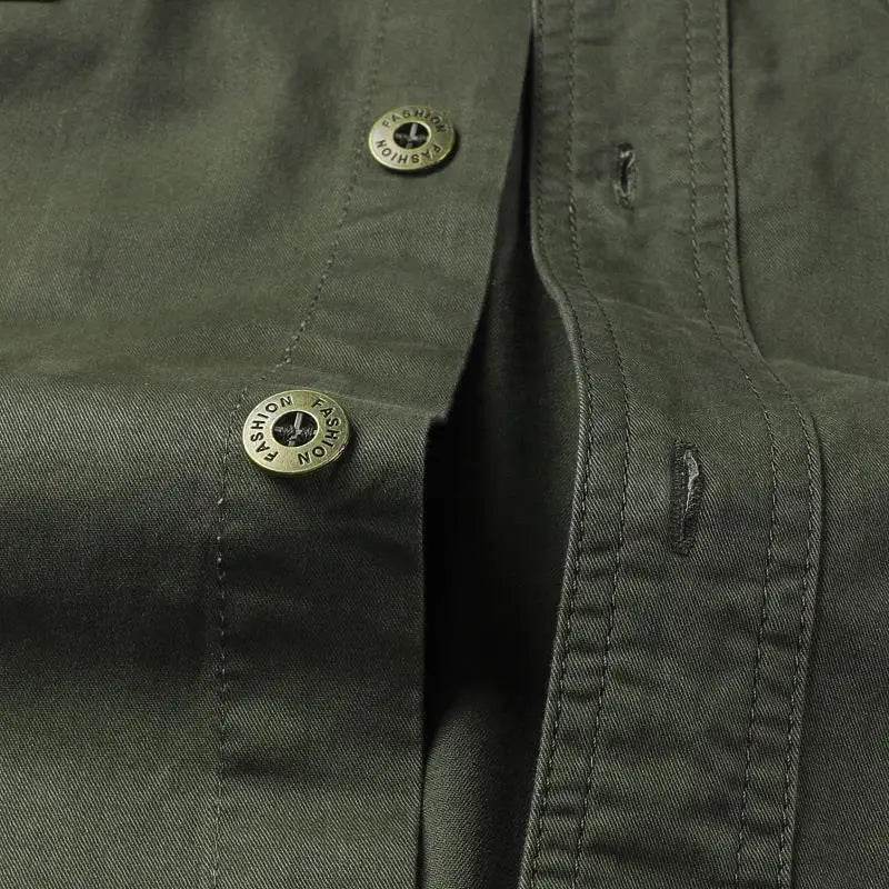 Buy Center Men's Cotton Military Shirt - Long Sleeve Casual Style - Buy Center UK