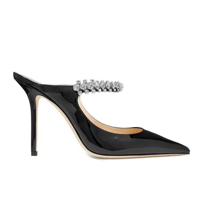 Women's Pointed Toe Mules - Rhinestone Stiletto Sandals for Summer - Buy Center UK