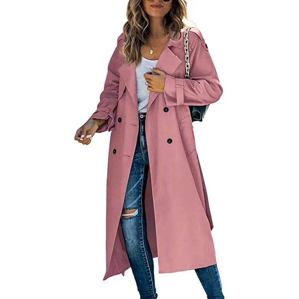Buy Center Women's Windproof Trench Coat - Double-Breasted, Stylish Outerwear - Buy Center UK